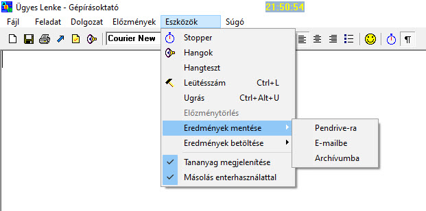 Eredmények mentése